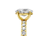 Yellow gold Oval Cut Diamond Solitaire with Pave Band and Four-Prong Setting 5