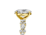 14K Yellow Gold 2.59 Carat D VVS1 Oval Diamond Side Stone Solitaire Ring with Round and Four-Prong Setting