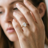 Yellow gold Oval Cut Diamond Split Shank Engagement Ring with Pavé Band_70