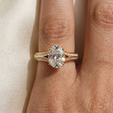 Yellow gold Oval Cut Diamond Split Shank Engagement Ring with Pavé Band_71