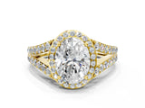 Yellow gold Oval Cut Diamond Split Shank Halo Ring with Four-Prong Setting_68