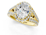 Yellow gold Oval Cut Diamond Split Shank Halo Ring with Four-Prong Setting_69