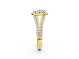 Yellow gold Oval Cut Diamond Split Shank Halo Ring with Four-Prong Setting_70