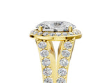 Yellow gold Oval Cut Diamond Split Shank Halo Ring with Four-Prong Setting_73