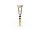 Yellow gold Oval Cut Diamond Split Shank Pavé Engagement Ring with Four-Prong Setting_90