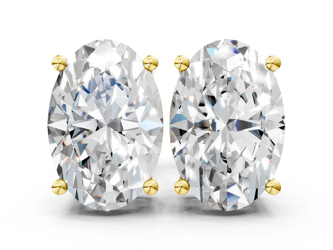Yellow gold Oval Cut Diamond Stud Earrings_120