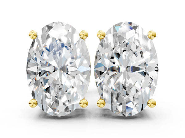Yellow gold Oval Cut Diamond Stud Earrings