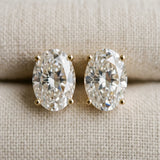 14K Yellow Gold 1.03 Carat E-F VVS-VS Oval Diamond Stud Earrings