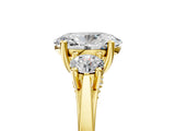 Yellow gold Oval Cut Diamond Three-Stone Engagement Ring with Prong Setting and Pavé Band_8