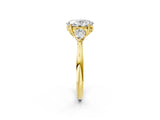 14K Yellow Gold 1.16 Carat D VVS2 Oval Diamond Three-Stone Ring with Pear Side Stones and Prong Setting