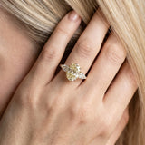 18K Yellow Gold 1.56 Carat D VS1 Oval Diamond Three-Stone Ring with Pear Side Stones and Prong Setting
