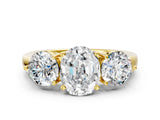 Yellow gold Oval Cut Diamond Three-Stone Ring with Prong Setting and Classic Band_123