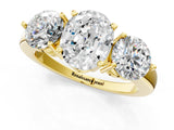 Yellow gold Oval Cut Diamond Three-Stone Ring with Prong Setting and Classic Band_124
