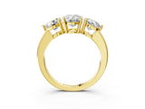 Yellow gold Oval Cut Diamond Three-Stone Ring with Prong Setting and Classic Band_126
