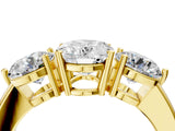 Yellow gold Oval Cut Diamond Three-Stone Ring with Prong Setting and Classic Band_127