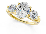 Yellow gold Oval Cut Diamond Three-Stone Ring with Prong Setting and Pavé Band_4