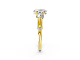 Yellow gold Oval Cut Diamond Three-Stone Ring with Prong Setting and Pavé Band_5