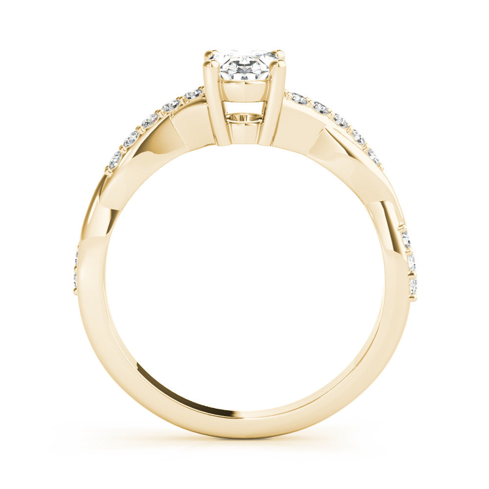 Yellow gold Oval Cut Diamond Twisted Band Engagement Ring with Prong Setting 1