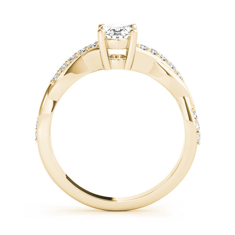 Yellow gold Oval Cut Diamond Twisted Band Engagement Ring with Prong Setting 1