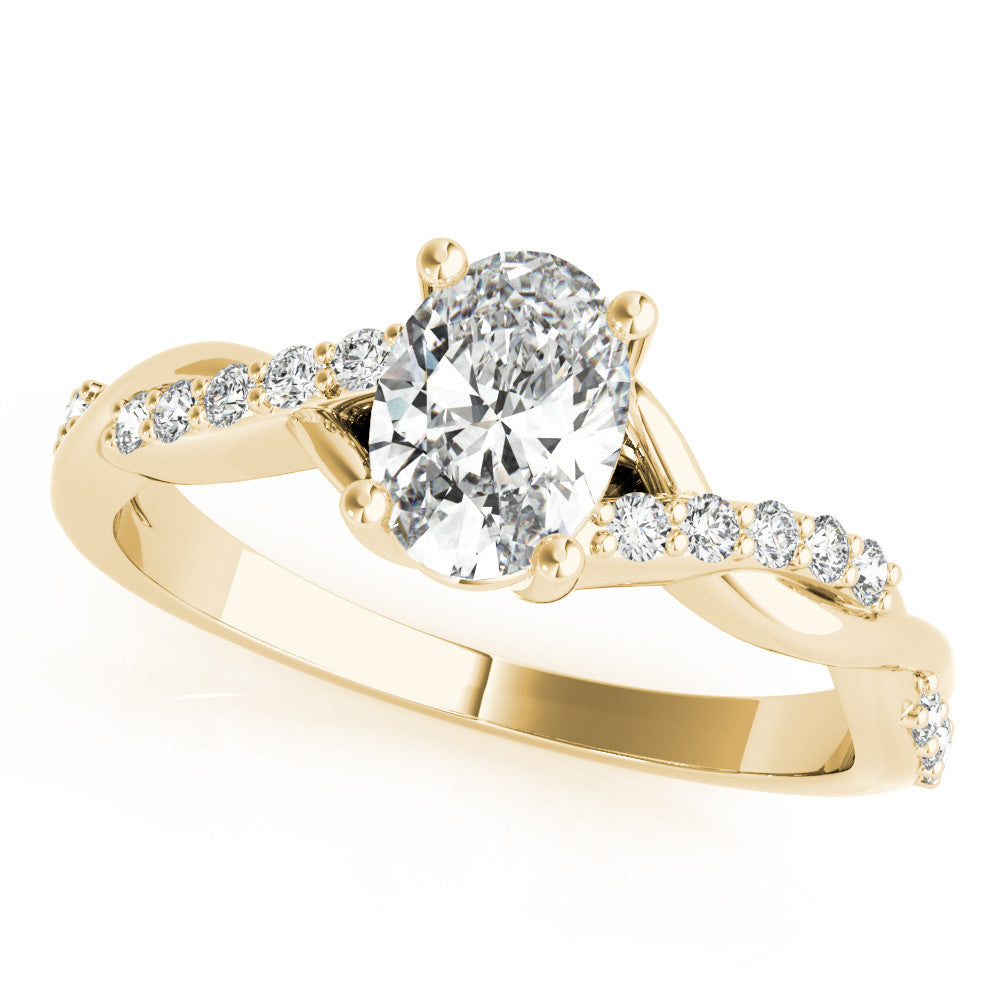 Yellow gold Oval Cut Diamond Twisted Band Engagement Ring with Prong Setting 2