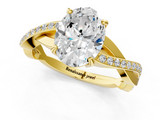 Yellow gold Oval Cut Diamond Twisted Band Engagement Ring with Prong Setting_16