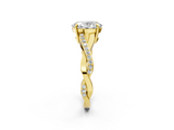Yellow gold Oval Cut Diamond Twisted Band Engagement Ring with Prong Setting_17