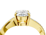Yellow gold Oval Cut Diamond Twisted Band Engagement Ring with Prong Setting_19