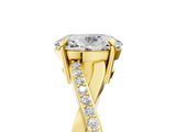 Yellow gold Oval Cut Diamond Twisted Band Engagement Ring with Prong Setting_20