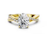 Yellow gold Oval Cut Diamond Twisted Band with Pavé Setting and Four-Prong Setting_32