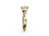 Yellow gold Oval Cut Diamond Twisted Band with Pavé Setting and Four-Prong Setting_34