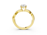 Yellow gold Oval Cut Diamond Twisted Band with Pavé Setting and Four-Prong Setting_35