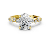 Yellow gold Oval Cut Diamond Vine Band with Four-Prong Setting_52