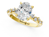 Yellow gold Oval Cut Diamond Vine Band with Four-Prong Setting_53