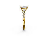 Yellow gold Oval Cut Diamond Vine Band with Four-Prong Setting_54
