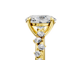 Yellow gold Oval Cut Diamond Vine Band with Four-Prong Setting_57