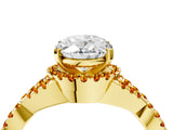 Yellow gold Oval Cut Diamond with Citrine side stone Halo Twist Band Solitaire Prong Setting Ring_28