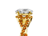 Yellow gold Oval Cut Diamond with Citrine side stone Halo Twist Band Solitaire Prong Setting Ring_29
