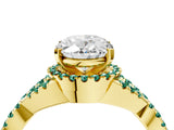 Yellow gold Oval Cut Diamond with Green Sapphire side stone Halo Twist Band Solitaire Prong Setting Ring_28