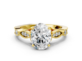 Yellow gold Oval Cut Diamond with Milgrain Marquise and Bezel Accents on a Solitaire Band with Prong Setting_218
