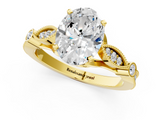 Yellow gold Oval Cut Diamond with Milgrain Marquise and Bezel Accents on a Solitaire Band with Prong Setting_219