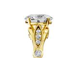 Yellow gold Oval Cut Diamond with Milgrain Marquise and Bezel Accents on a Solitaire Band with Prong Setting_223