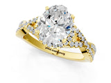 Yellow gold Oval Cut Diamond with Moissanite side stone Halo Twist Band Solitaire Prong Setting Ring_37