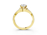 Yellow gold Oval Cut Diamond with Moissanite side stone Halo Twist Band Solitaire Prong Setting Ring_39
