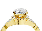 Yellow gold Oval Cut Diamond with Moissanite side stone Halo Twist Band Solitaire Prong Setting Ring_40