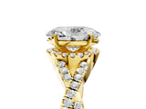 Yellow gold Oval Cut Diamond with Moissanite side stone Halo Twist Band Solitaire Prong Setting Ring_41