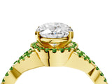 Yellow gold Oval Cut Diamond with Peridot side stone Halo Twist Band Solitaire Prong Setting Ring_16
