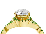 Yellow gold Oval Cut Diamond with Peridot side stone Halo Twist Band Solitaire Prong Setting Ring_40