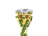 Yellow gold Oval Cut Diamond with Peridot side stone Halo Twist Band Solitaire Prong Setting Ring_41