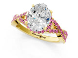 Yellow gold Oval Cut Diamond with Pink Sapphire side stone Halo Twist Band Solitaire Prong Setting Ring_25