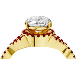 Yellow gold Oval Cut Diamond with Ruby side stone Halo Twist Band Solitaire Prong Setting Ring_40